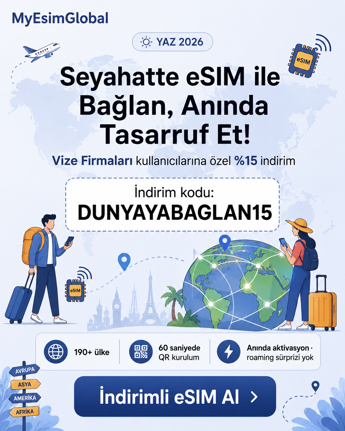 Yaz Seyahatinde eSIM’inizi %15 İndirimle Alın