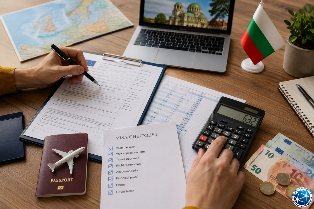 Bulgaristan vizesi için gerekli evraklar, seyahat sağlık sigortası, finansal kanıt, başvuru formu ve 2026 vize ücreti hesaplaması yapılıyor.