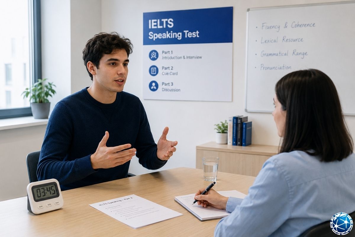 IELTS Speaking sınavında aday ve sınav görevlisi arasında yapılan görüşme