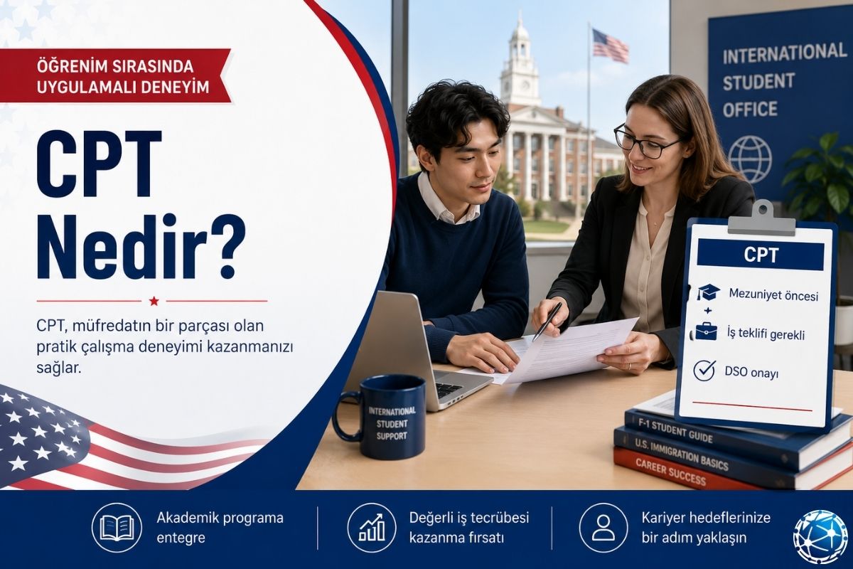 CPT başvurusu için uluslararası öğrenci ofisinde DSO ile görüşen F-1 öğrencisi