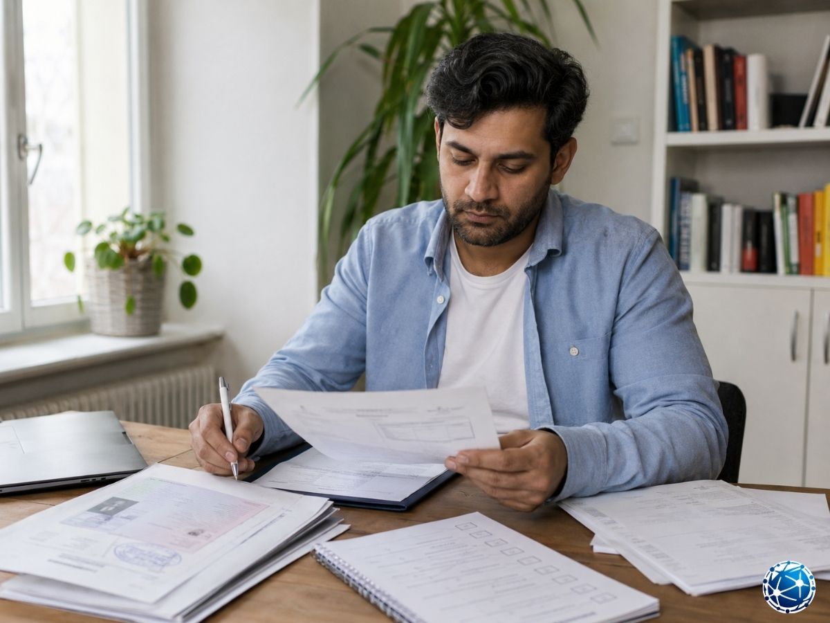 Almanya mesleki denklik başvurusu için diploma ve çalışma belgelerini hazırlayan kişi