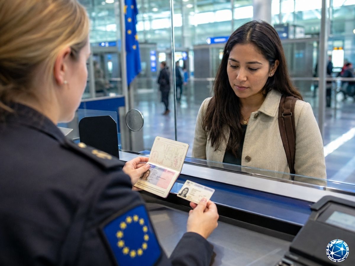 Uzun süreli vize ve oturma izni belgelerinin Schengen sınırında incelendiği pasaport kontrolü