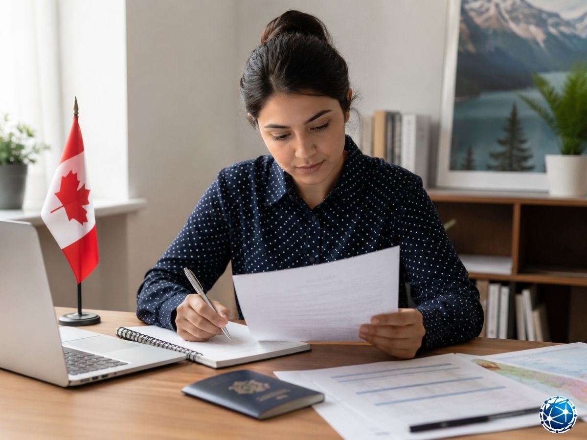 Kanada vize başvurusu için seyahat amacı ve finansman bilgilerini içeren dilekçe hazırlayan başvuru sahibi