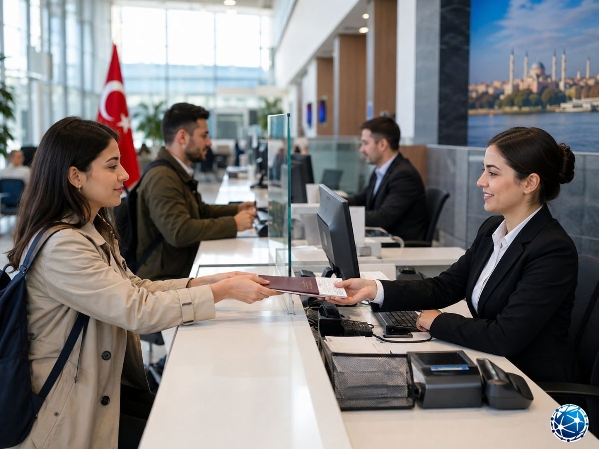 Türkiye’de Karadağ vizesi başvurusu için pasaport ve belgelerini teslim eden başvuru sahibi