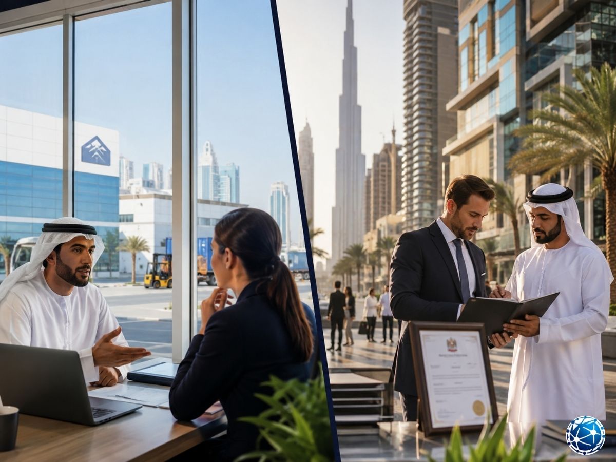 Dubai’de serbest bölge ve ana kara şirket kuruluşu seçeneklerini karşılaştıran girişimci ve iş uzmanları